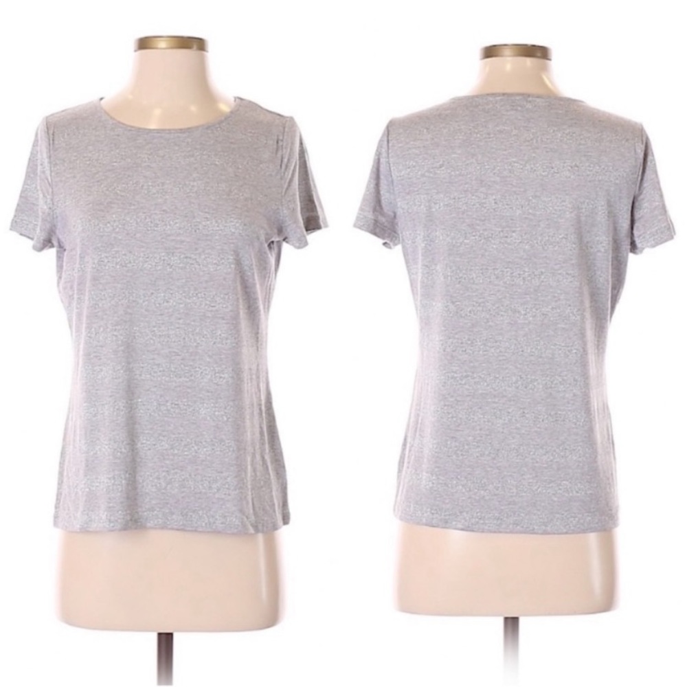 EUC Talbots Gray & Sliver Metallic Striped Shirt
